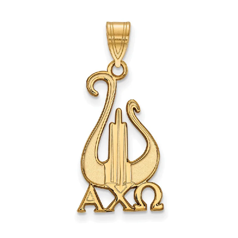 High-Quality Gemstone Jewelry For Special Occasions 14K Plated Silver Alpha Chi Omega Large Pendant