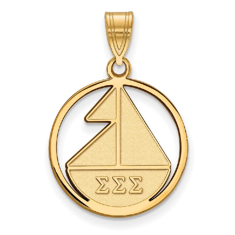 Don't Miss Out On Bestselling Jewelry At Special Prices 14K Plated Silver Sigma Sigma Sigma Medium Circle Pendant