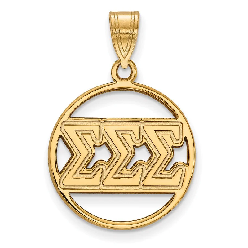 Timeless Jewelry Styles At Wallet-Friendly Prices 14K Plated Silver Sigma Sigma Sigma Med Circle Greek Letters Pendant