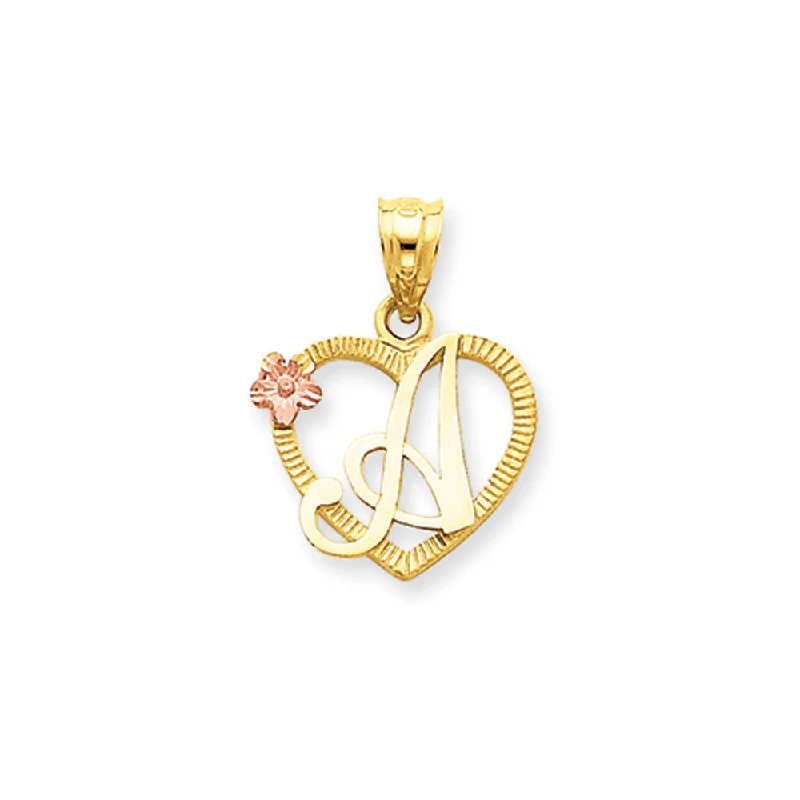 Handmade Pearl Jewelry For Timeless Elegance 14k Two Tone Gold Grace Collection 15mm Heart Initial A Pendant