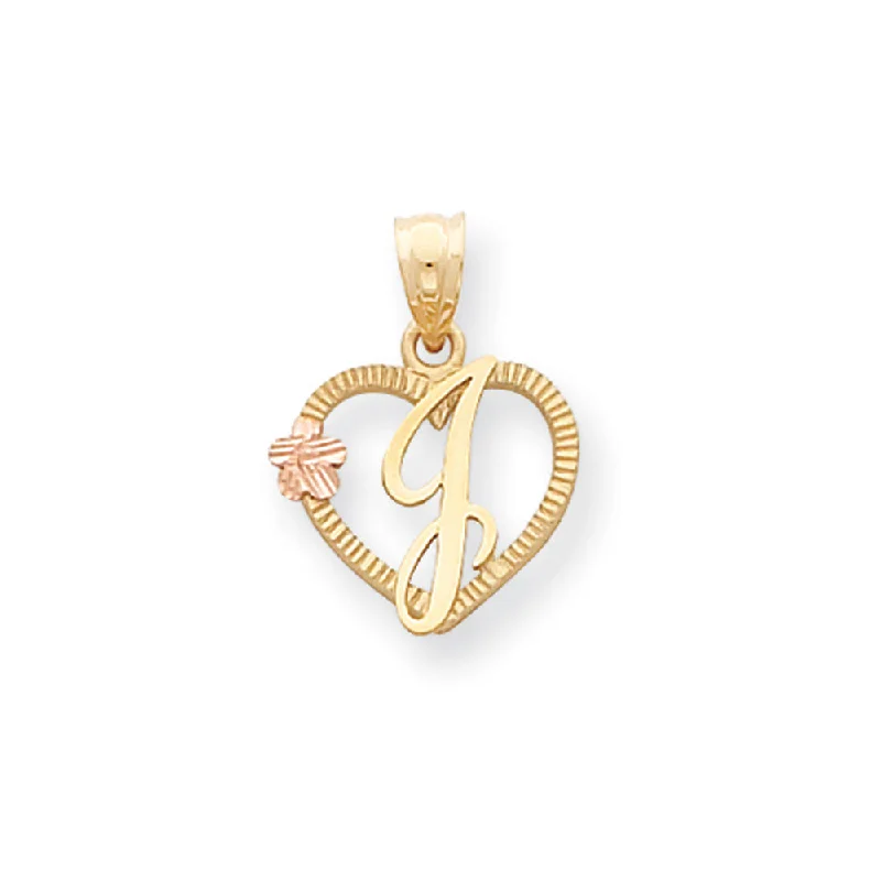 Exclusive Jewelry Discounts – Shop Now For Savings 14k Two Tone Gold Grace Collection 15mm Heart Initial J Pendant