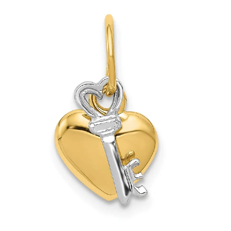 The Perfect Jewelry Piece At The Perfect Discount 14k Two Tone Gold Heart and Key Charm