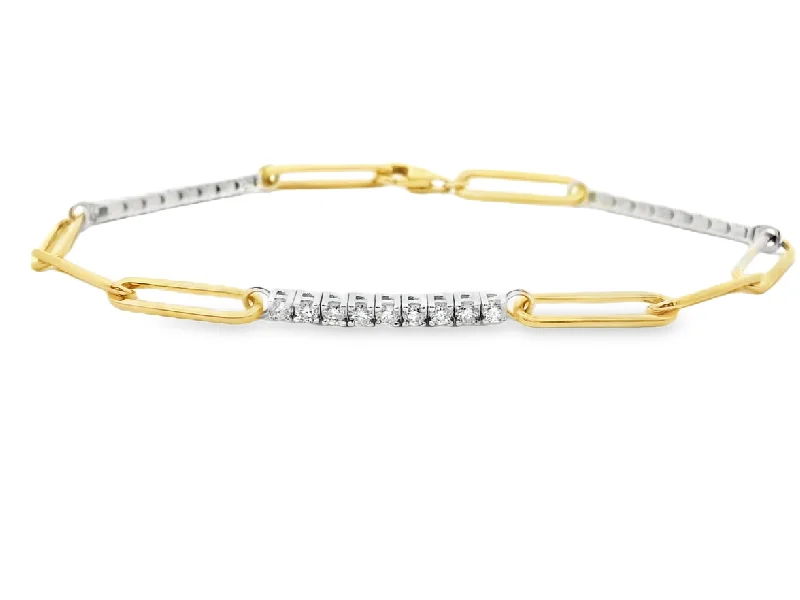 Elegant Designs, Unbeatable Discounts – Shop Jewelry Now 14K Two-Tone Paperclip Diamond Station Bracelet - .82ctw Elegant Designs, Unbeatable Discounts – Shop Jewelry Now 14K Two-Tone Paperclip Diamond Station Bracelet - .82ctw