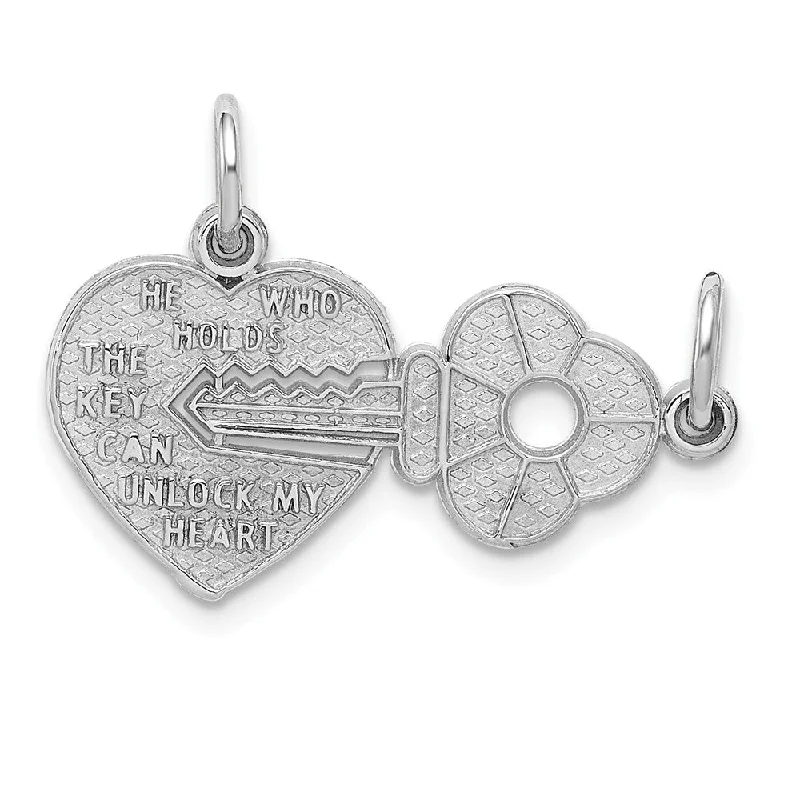Get The Jewelry You Love At A Price You Love 14k White Gold Key and Heart Set of 2 Charm or Pendants, 23mm