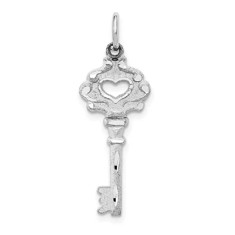 Huge Savings On Premium Jewelry Styles 14k White Gold Key with Cutout Heart Bow Charm Huge Savings On Premium Jewelry Styles 14k White Gold Key with Cutout Heart Bow Charm