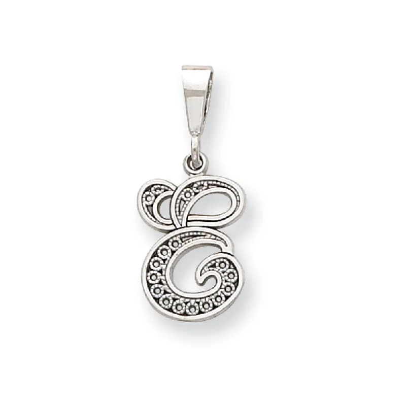 Personalized Jewelry Sale – Unique Pieces At Great Prices 14k White Gold, Maci Collection, LG Filigree Script Initial E Pendant