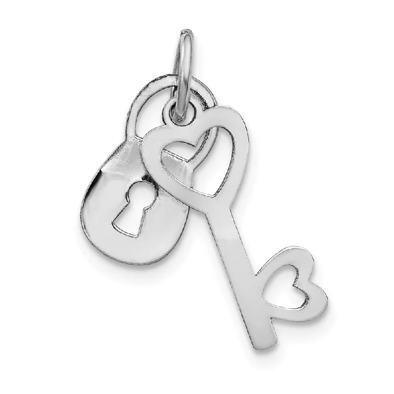 Exclusive Gemstone Jewelry Markdowns – Shop Now 14k White Gold Polished Lock and Key Charm or Pendant, 7mm Exclusive Gemstone Jewelry Markdowns – Shop Now 14k White Gold Polished Lock and Key Charm or Pendant, 7mm