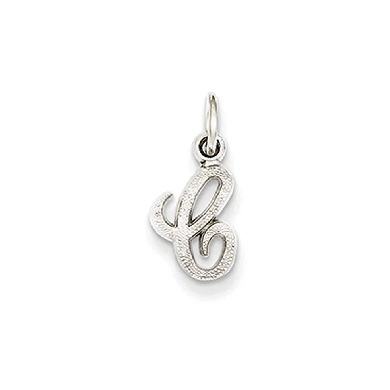 Limited-Time Offer On Elegant Jewelry Pieces 14k White Gold, Sadie Collection, Mini Satin Script Initial C Charm