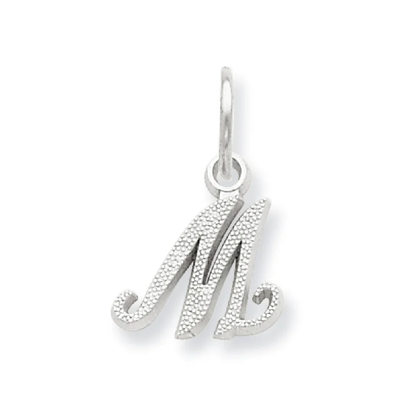 Buy More, Save More On Stunning Jewelry Pieces 14k White Gold, Sadie Collection, Mini Satin Script Initial M Charm