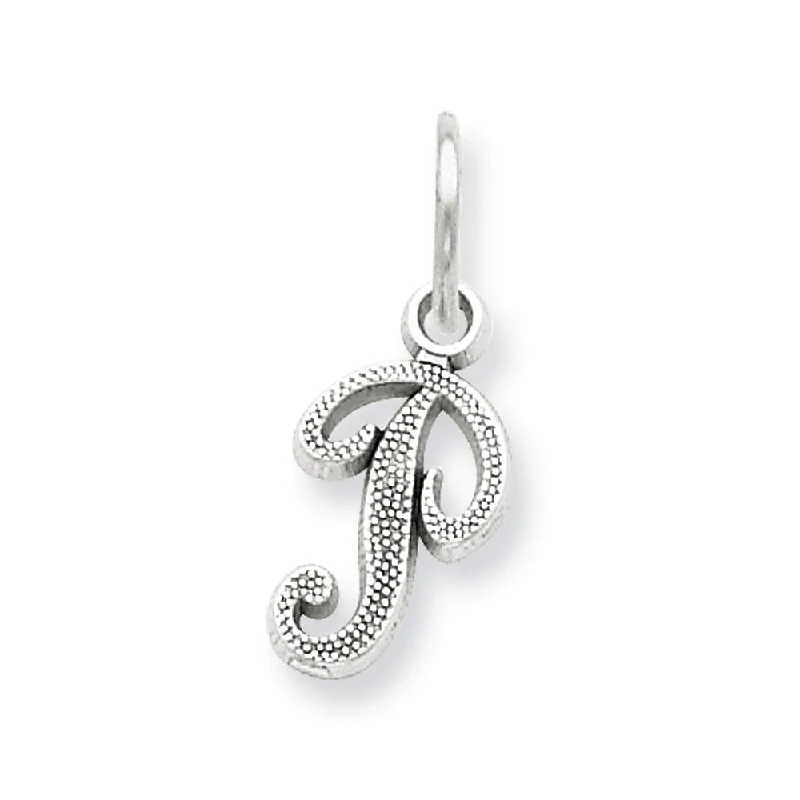 Shop Elegant Jewelry At Unbeatable Prices 14k White Gold, Sadie Collection, Mini Satin Script Initial P Charm