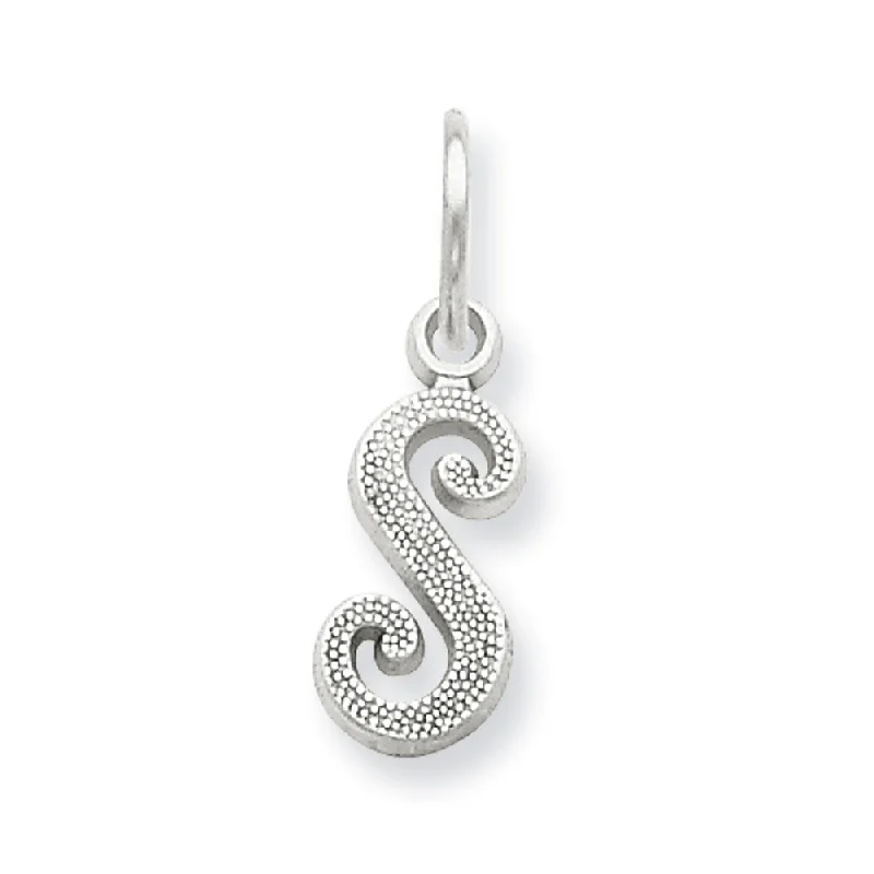 Adjustable Charm Bracelets For A Perfect Fit 14k White Gold, Sadie Collection, Mini Satin Script Initial S Charm