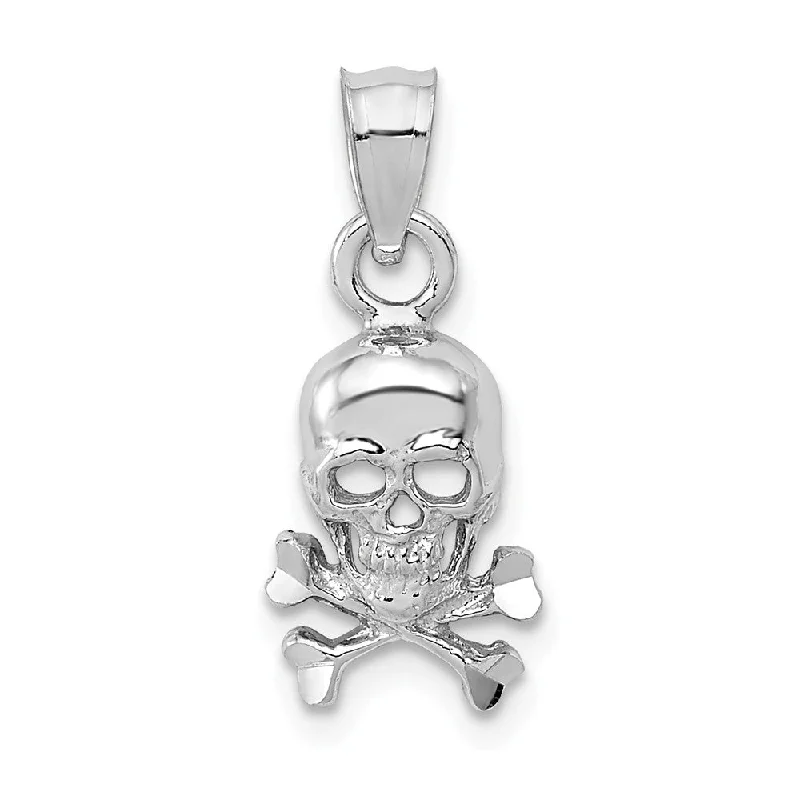Celebrate Every Occasion With Sparkling Savings 14k White Gold Small Skull and Cross Bones Pendant, 8 x 19mm