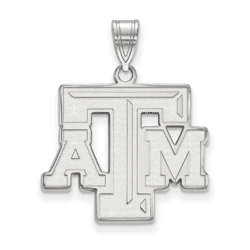 14k White Gold Texas A&M U. Large Fancy 'TAM' Pendant