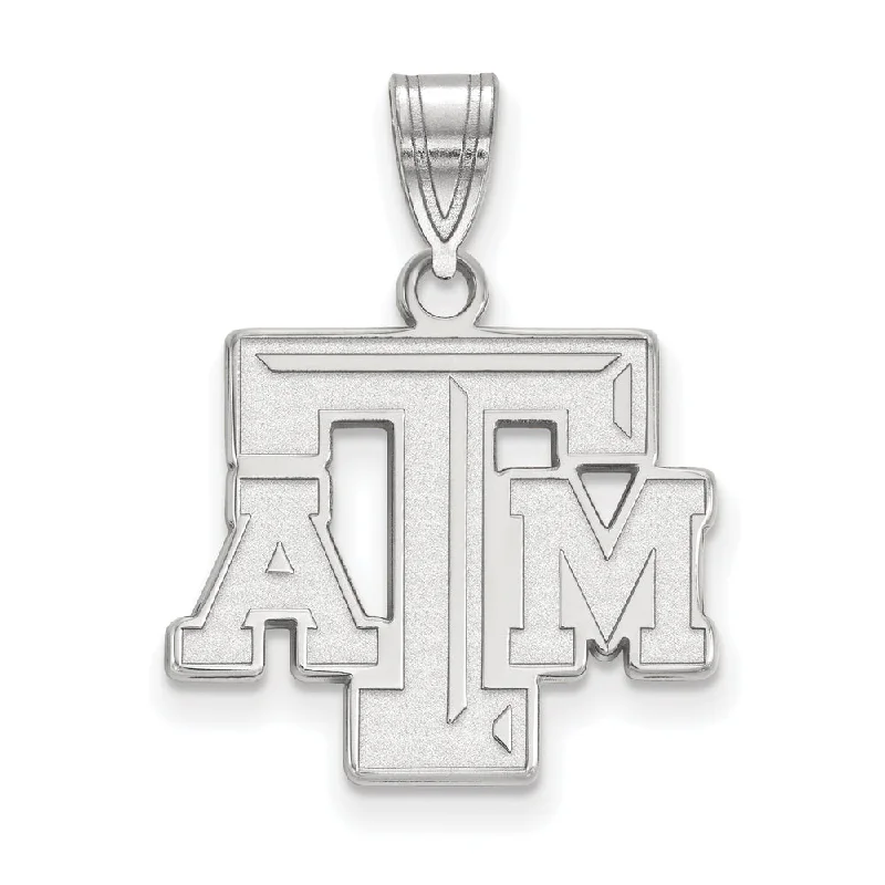 14k White Gold Texas A&M U. Medium Fancy 'TAM' Pendant