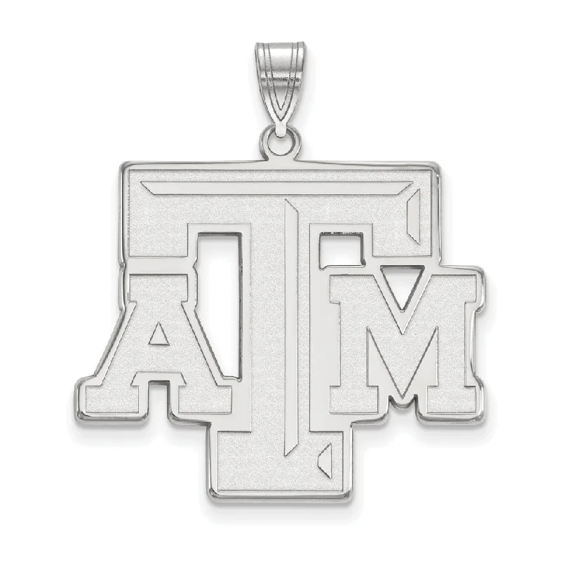 14k White Gold Texas A&M U. XL Fancy 'TAM' Pendant