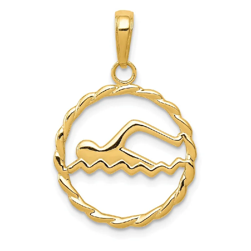 14k Yellow Gold 16mm Swimming Pendant