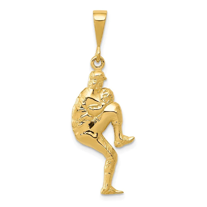 14k Yellow Gold 3D Baseball Pitcher Pendant