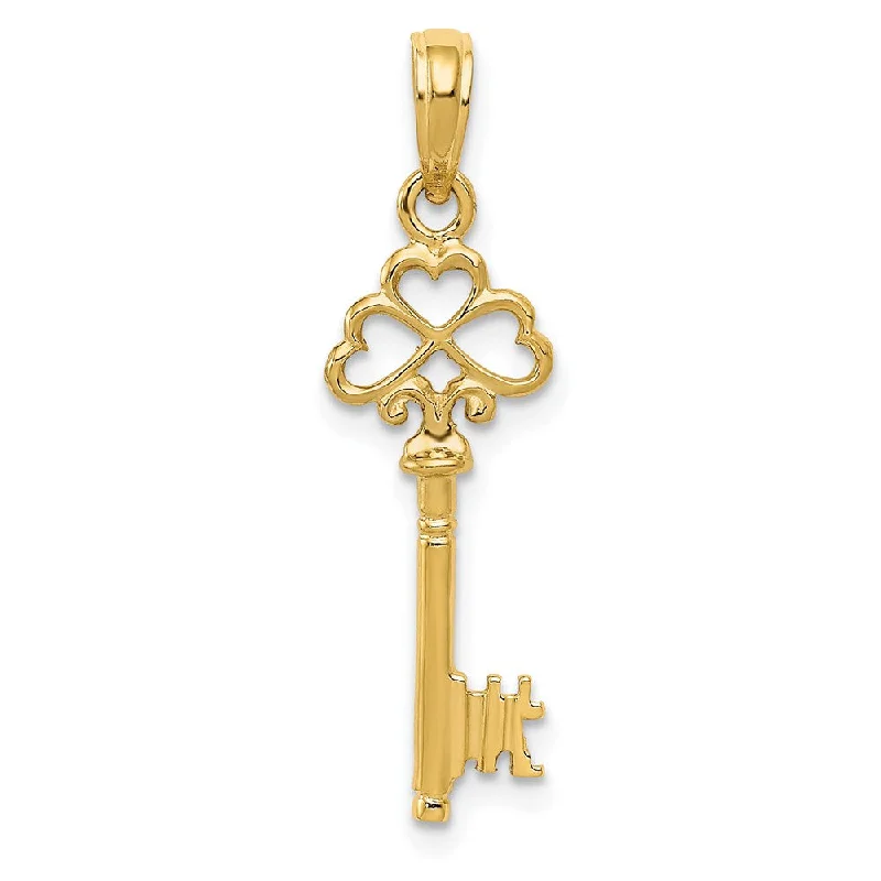 Fashion-Forward Geometric Jewelry For Contemporary Style 14k Yellow Gold 3D Gold Key Charm