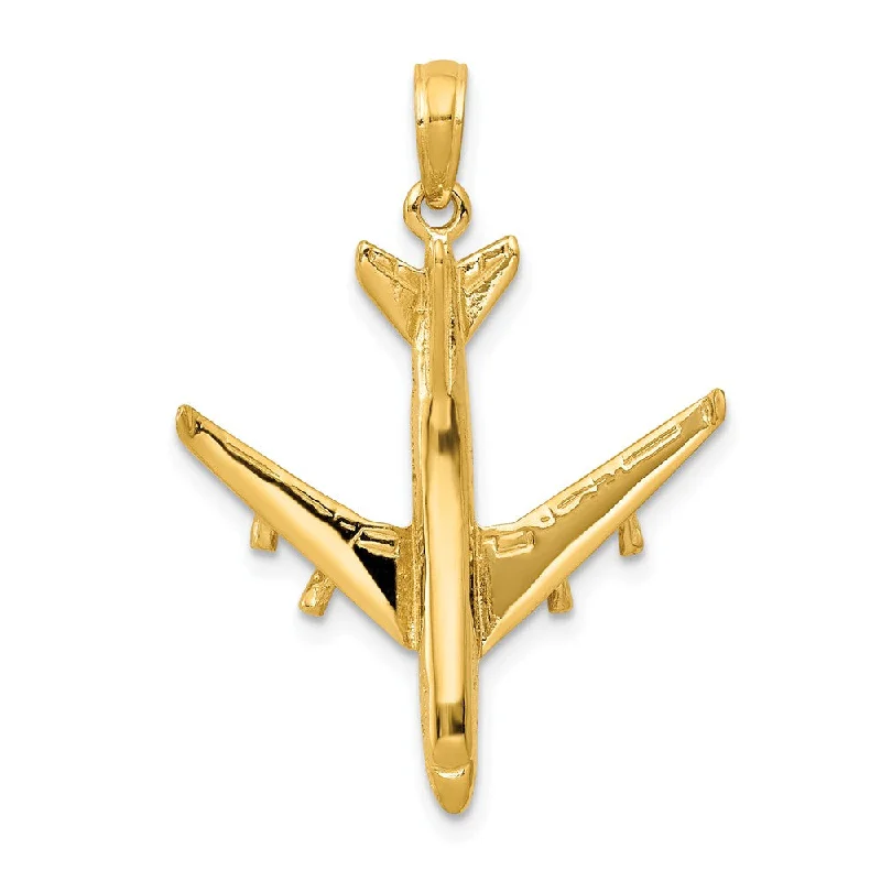 Delicate Crystal Jewelry For Sophisticated Charm 14k Yellow Gold 3D Jet Aircraft Pendant Delicate Crystal Jewelry For Sophisticated Charm 14k Yellow Gold 3D Jet Aircraft Pendant