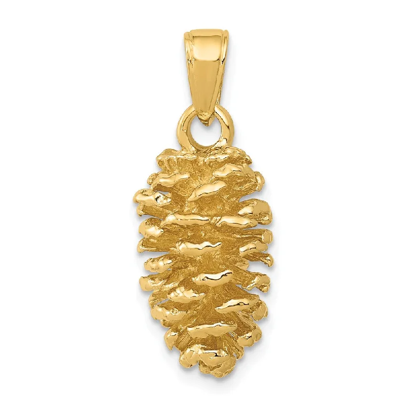 Luxury Jewelry Now At Special Promotional Rates 14k Yellow Gold 3D Polished Pinecone Pendant