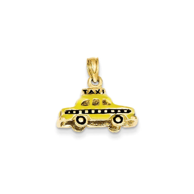 Trendy Minimalist Jewelry For Everyday Wear 14k Yellow Gold 3D Yellow Enameled Taxi Pendant Trendy Minimalist Jewelry For Everyday Wear 14k Yellow Gold 3D Yellow Enameled Taxi Pendant