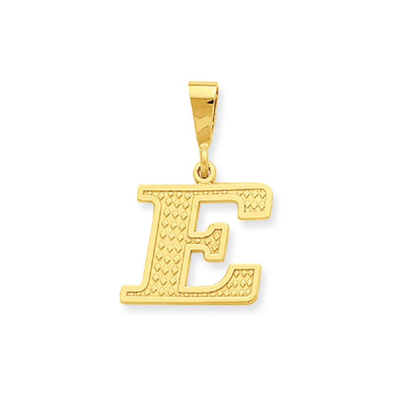 Chic And Stylish Jewelry At Exclusive Prices 14k Yellow Gold, Ashley Collection, Textured Initial E Pendant