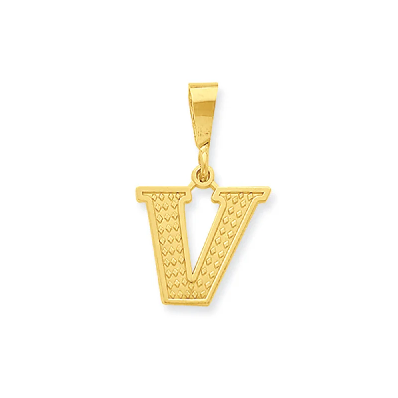 Bestselling Jewelry At Special Promotional Rates 14k Yellow Gold, Ashley Collection, Textured Initial V Pendant