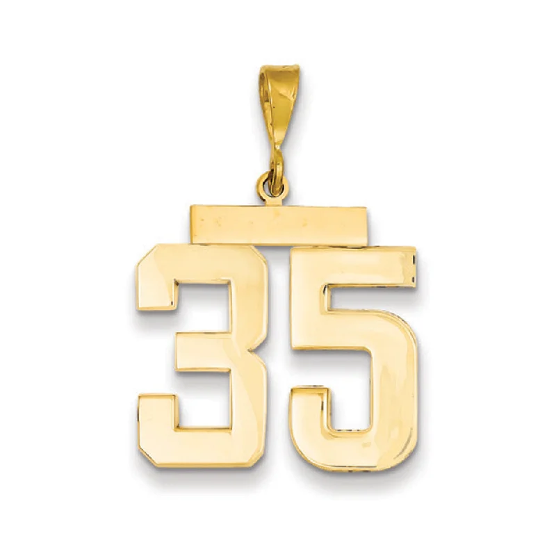 14k Yellow Gold, Athletic Collection, Large Polished Number 35 Pendant