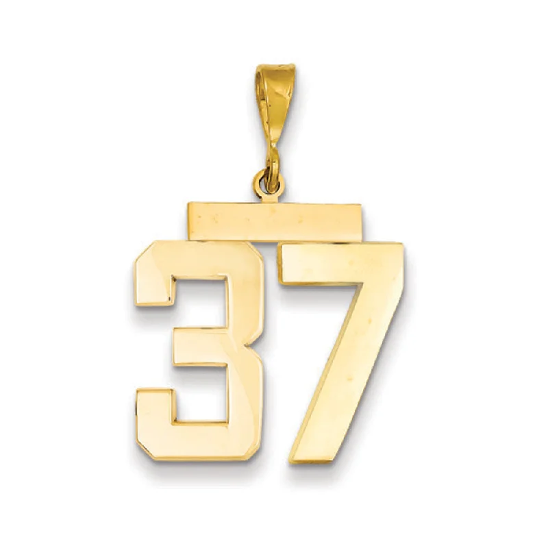 14k Yellow Gold, Athletic Collection, Large Polished Number 37 Pendant