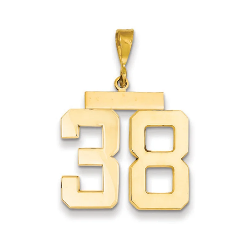 14k Yellow Gold, Athletic Collection, Large Polished Number 38 Pendant