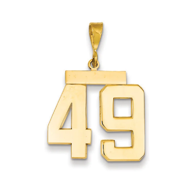 14k Yellow Gold, Athletic Collection, Large Polished Number 49 Pendant