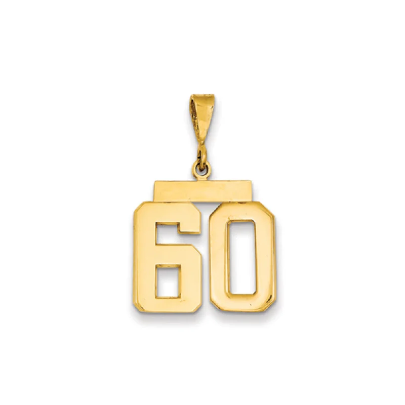 14k Yellow Gold, Athletic Collection Medium Polished Number 60 Pendant