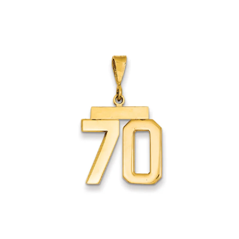 14k Yellow Gold, Athletic Collection Medium Polished Number 70 Pendant