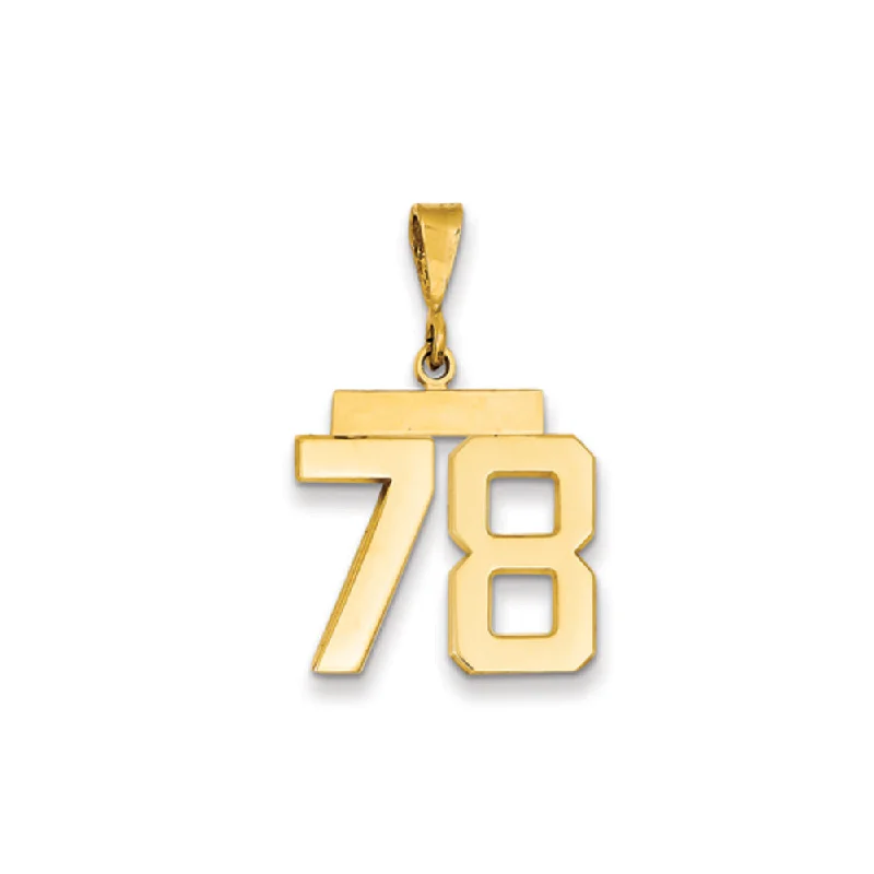 14k Yellow Gold, Athletic Collection Medium Polished Number 78 Pendant