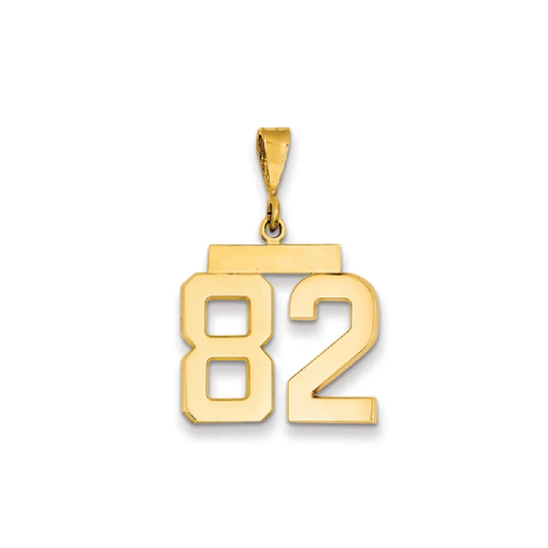 14k Yellow Gold, Athletic Collection Medium Polished Number 82 Pendant