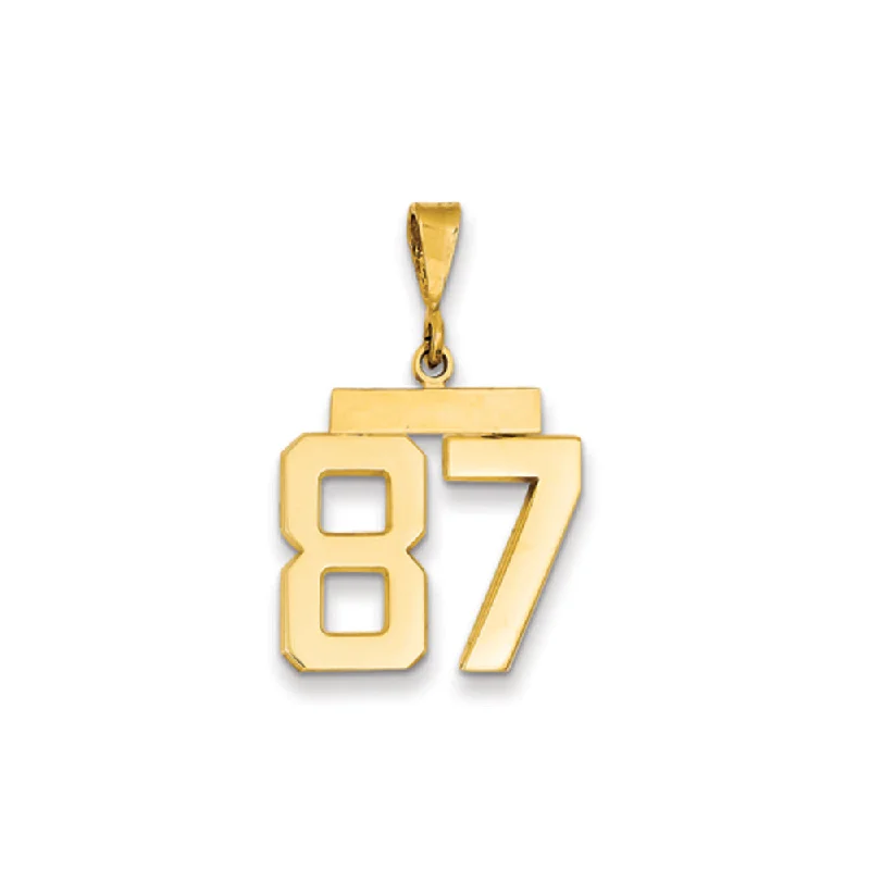 14k Yellow Gold, Athletic Collection Medium Polished Number 87 Pendant