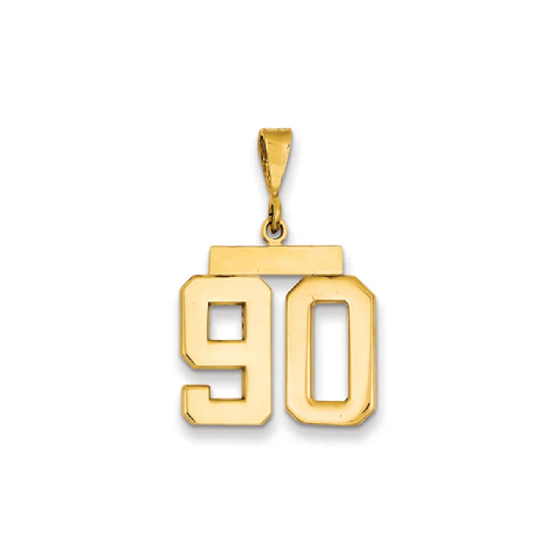 14k Yellow Gold, Athletic Collection Medium Polished Number 90 Pendant