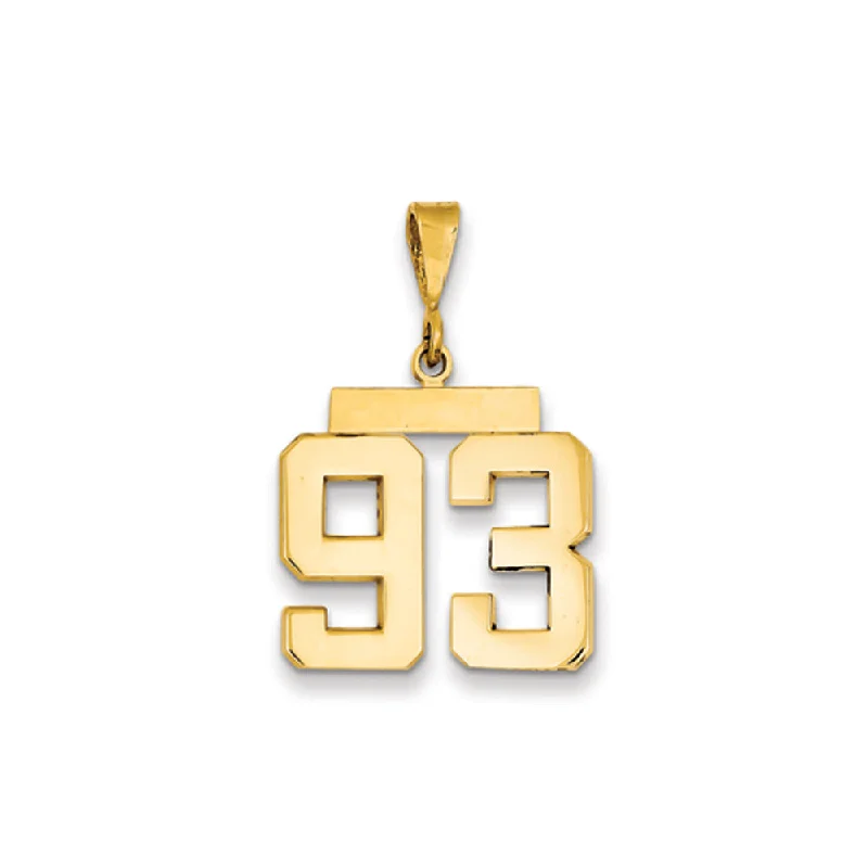 14k Yellow Gold, Athletic Collection Medium Polished Number 93 Pendant