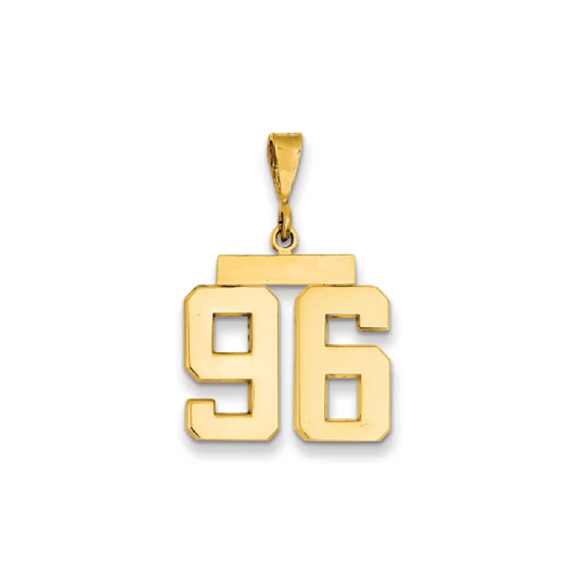 14k Yellow Gold, Athletic Collection Medium Polished Number 96 Pendant