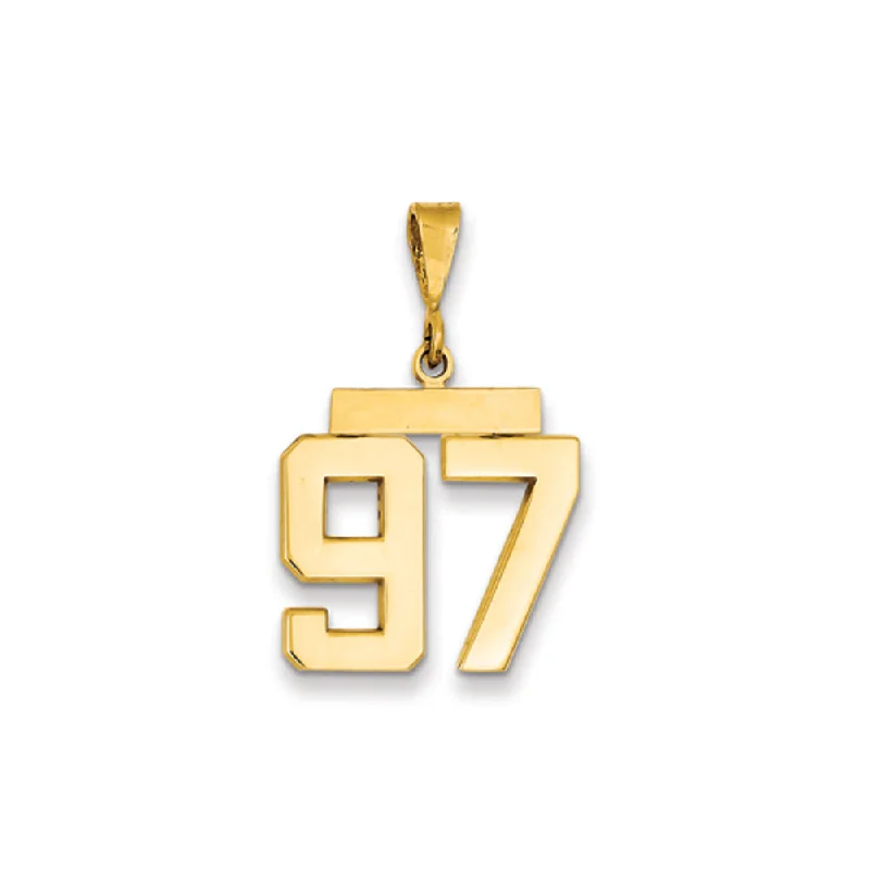 14k Yellow Gold, Athletic Collection Medium Polished Number 97 Pendant