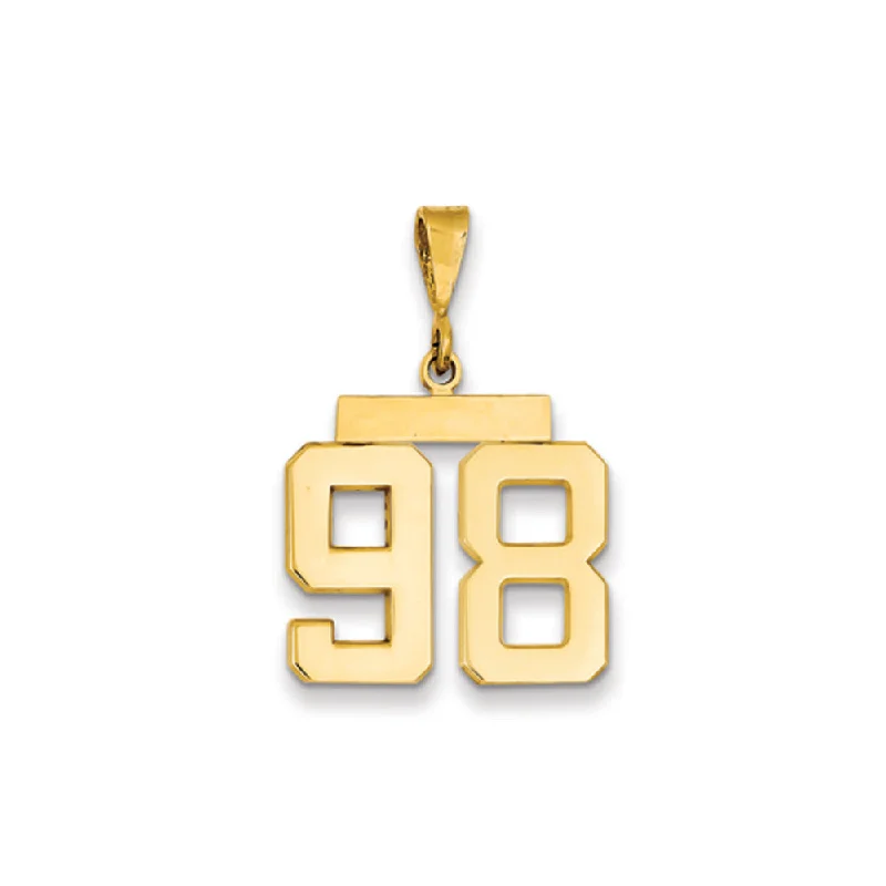 14k Yellow Gold, Athletic Collection Medium Polished Number 98 Pendant