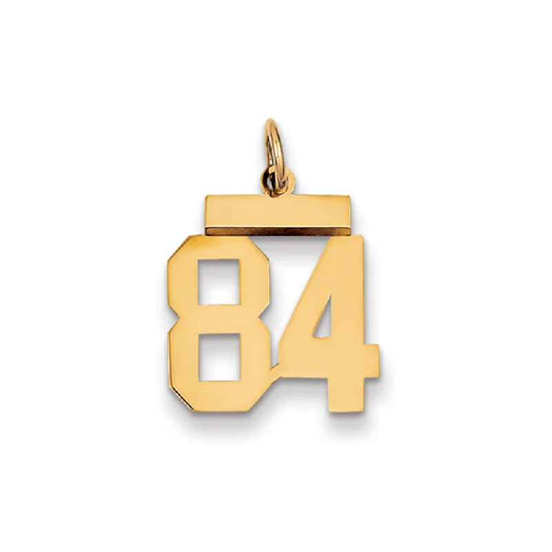 Affordable Gold-Plated Jewelry For Modern Fashion 14k Yellow Gold, Athletic Collection, Small Polished Number 84 Pendant Affordable Gold-Plated Jewelry For Modern Fashion 14k Yellow Gold, Athletic Collection, Small Polished Number 84 Pendant