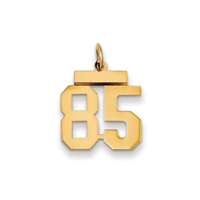 Personalized Engraved Jewelry For Meaningful Gifts 14k Yellow Gold, Athletic Collection, Small Polished Number 85 Pendant Personalized Engraved Jewelry For Meaningful Gifts 14k Yellow Gold, Athletic Collection, Small Polished Number 85 Pendant