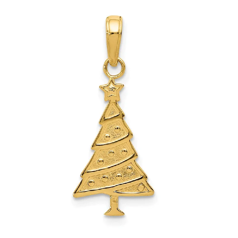 Limited-Time Offer On Premium Jewelry Collections 14k Yellow Gold Christmas Tree and Garland Pendant, 3/4 Inch