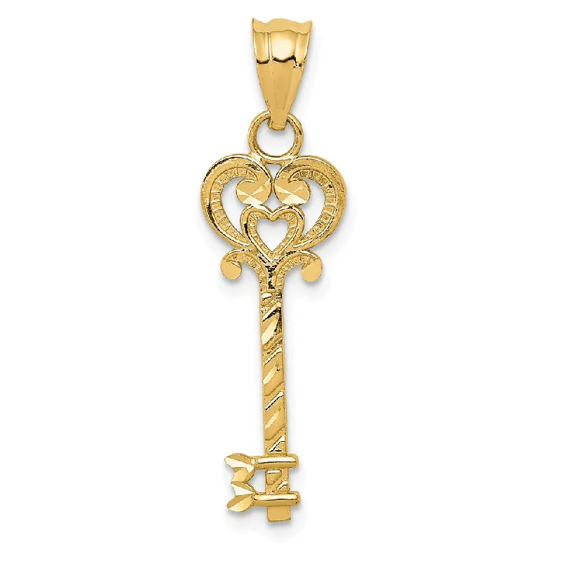 Personalized Jewelry At Special Discount Rates 14k Yellow Gold Diamond Cut Key Pendant, 8mm