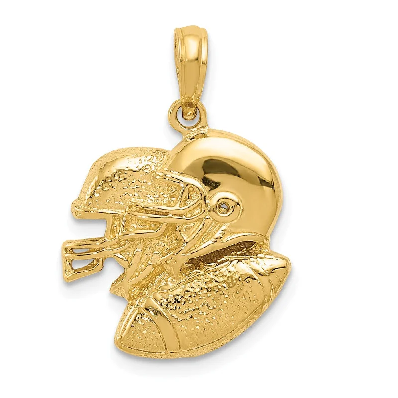 14k Yellow Gold Double Helmet and Football Pendant