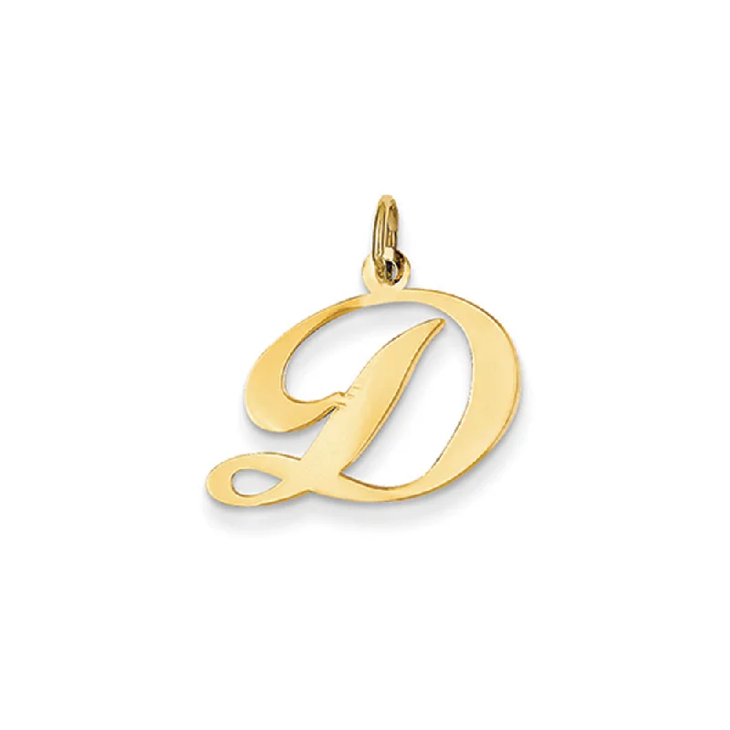 Don't Miss These Dazzling Jewelry Discounts 14k Yellow Gold, Ella Collection Medium Fancy Script Initial D Pendant