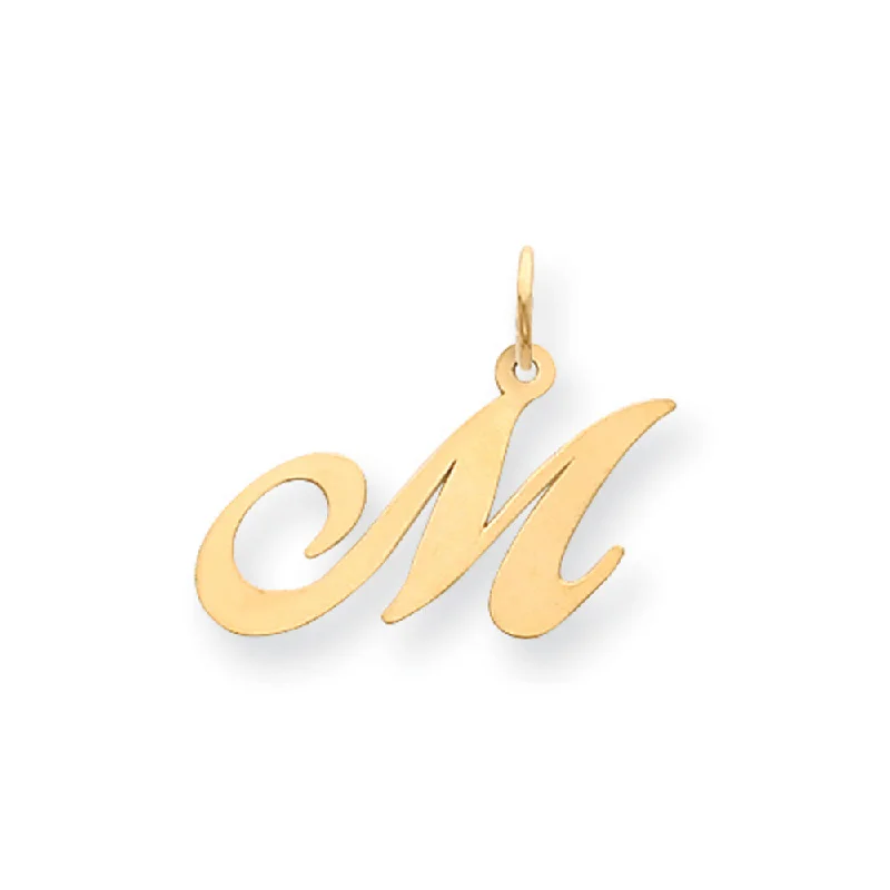 Shop Stylish Jewelry Now And Save Big 14k Yellow Gold, Ella Collection Medium Fancy Script Initial M Pendant
