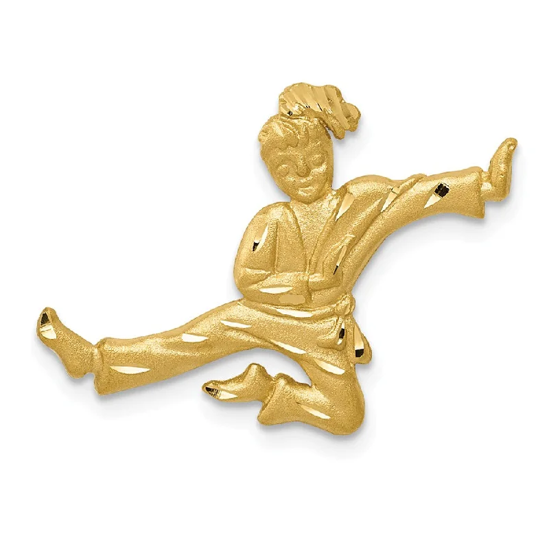 14k Yellow Gold Female Karate Kicker Pendant