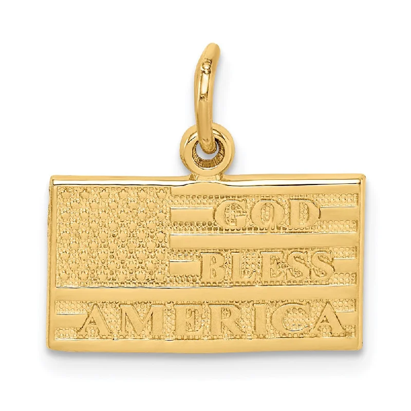 14k Yellow Gold God Bless America Flag Charm